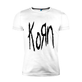 Мужская футболка премиум с принтом Korn в Екатеринбурге, 92% хлопок, 8% лайкра | приталенный силуэт, круглый вырез ворота, длина до линии бедра, короткий рукав | Тематика изображения на принте: korn | metal | rock | корн | логотип | метал | музыка | рок | рок группа | рок группы