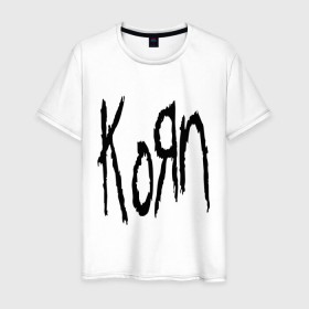 Мужская футболка хлопок с принтом Korn в Екатеринбурге, 100% хлопок | прямой крой, круглый вырез горловины, длина до линии бедер, слегка спущенное плечо. | korn | metal | rock | корн | логотип | метал | музыка | рок | рок группа | рок группы