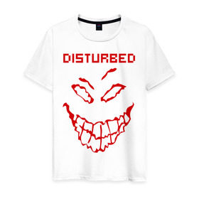 Мужская футболка хлопок с принтом Disturbed в Екатеринбурге, 100% хлопок | прямой крой, круглый вырез горловины, длина до линии бедер, слегка спущенное плечо. | disturbed