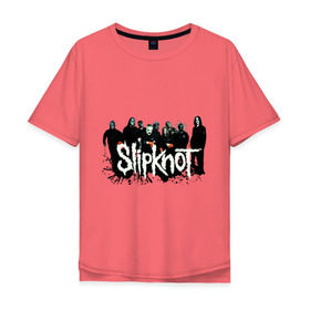 Мужская футболка хлопок Oversize с принтом Slipknot (3) в Екатеринбурге, 100% хлопок | свободный крой, круглый ворот, “спинка” длиннее передней части | heavy metal | rock | slipknot | trash metal | альтернатива | лица | рок группа | рок группы | трэш метал | хеви метал