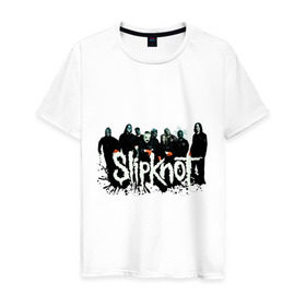 Мужская футболка хлопок с принтом Slipknot (3) в Екатеринбурге, 100% хлопок | прямой крой, круглый вырез горловины, длина до линии бедер, слегка спущенное плечо. | heavy metal | rock | slipknot | trash metal | альтернатива | лица | рок группа | рок группы | трэш метал | хеви метал