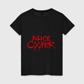 Женская футболка хлопок с принтом Alice Cooper в Екатеринбурге, 100% хлопок | прямой крой, круглый вырез горловины, длина до линии бедер, слегка спущенное плечо | alice cooper | metal | rock | логотип | метал | музыка | музыкант | рок | рок музыка | элис купер