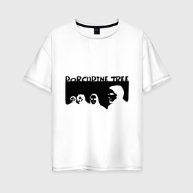 Женская футболка хлопок Oversize с принтом Porcupine Tree в Екатеринбурге, 100% хлопок | свободный крой, круглый ворот, спущенный рукав, длина до линии бедер
 | metal | porcupine tree | rock | логотип | метал | музыка | рок | рок группа | рок группы
