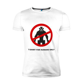 Мужская футболка премиум с принтом T-shirt for humans only в Екатеринбурге, 92% хлопок, 8% лайкра | приталенный силуэт, круглый вырез ворота, длина до линии бедра, короткий рукав | 