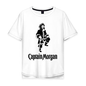 Мужская футболка хлопок Oversize с принтом Capitan Morgan в Екатеринбурге, 100% хлопок | свободный крой, круглый ворот, “спинка” длиннее передней части | Тематика изображения на принте: capitan morgan | бар | бармен | капитан морган