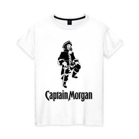 Женская футболка хлопок с принтом Capitan Morgan в Екатеринбурге, 100% хлопок | прямой крой, круглый вырез горловины, длина до линии бедер, слегка спущенное плечо | capitan morgan | бар | бармен | капитан морган