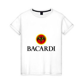 Женская футболка хлопок с принтом Bacardi в Екатеринбурге, 100% хлопок | прямой крой, круглый вырез горловины, длина до линии бедер, слегка спущенное плечо | bacardi | бакарди | бар | бармен | ром