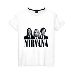 Женская футболка хлопок с принтом Nirvana (2) в Екатеринбурге, 100% хлопок | прямой крой, круглый вырез горловины, длина до линии бедер, слегка спущенное плечо | cobain | nirvana | rock | smells like teen spirit | кобейн | нирвана | рок