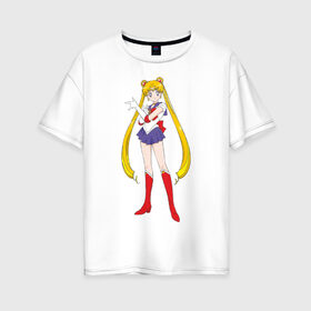 Женская футболка хлопок Oversize с принтом Sailor Moon в Екатеринбурге, 100% хлопок | свободный крой, круглый ворот, спущенный рукав, длина до линии бедер
 | аниме