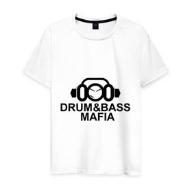 Мужская футболка хлопок с принтом Drum n Bass Mafia в Екатеринбурге, 100% хлопок | прямой крой, круглый вырез горловины, длина до линии бедер, слегка спущенное плечо. | dnb | drum | mafia | бас | драм | мафия | музыка | электронная музыка