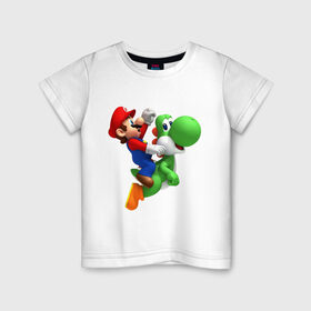Детская футболка хлопок с принтом Mario в Екатеринбурге, 100% хлопок | круглый вырез горловины, полуприлегающий силуэт, длина до линии бедер | mario | nintendo | videogames | аркада | видеоигры | нинтендо | приставки