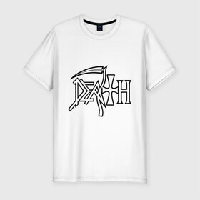 Мужская футболка премиум с принтом Death в Екатеринбурге, 92% хлопок, 8% лайкра | приталенный силуэт, круглый вырез ворота, длина до линии бедра, короткий рукав | death | hard rock | metal | rock | дэт метал | логотип | метал | музыка | рок | рок группа | рок группы | хард | хард рок