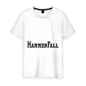 Мужская футболка хлопок с принтом Hammerfall в Екатеринбурге, 100% хлопок | прямой крой, круглый вырез горловины, длина до линии бедер, слегка спущенное плечо. | hammerfall | hard core | hard rock | metal | rock | логотип | метал | музыка | рок | рок группа | рок группы | хард | хард рок | хэви | хэви метал