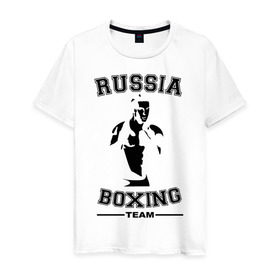 Мужская футболка хлопок с принтом Бокс в Екатеринбурге, 100% хлопок | прямой крой, круглый вырез горловины, длина до линии бедер, слегка спущенное плечо. | Тематика изображения на принте: кикбоксинг