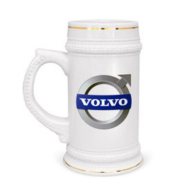 Кружка пивная с принтом Volvo в Екатеринбурге,  керамика (Материал выдерживает высокую температуру, стоит избегать резкого перепада температур) |  объем 630 мл | volvo | авто | бренд | вольво | логотип | машина