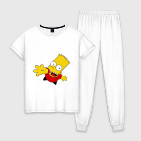 Женская пижама хлопок с принтом Simpsons (8) в Екатеринбурге, 100% хлопок | брюки и футболка прямого кроя, без карманов, на брюках мягкая резинка на поясе и по низу штанин | гомер