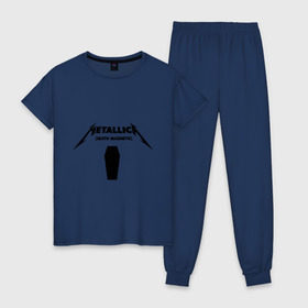 Женская пижама хлопок с принтом Metallica (4) в Екатеринбурге, 100% хлопок | брюки и футболка прямого кроя, без карманов, на брюках мягкая резинка на поясе и по низу штанин | металлика