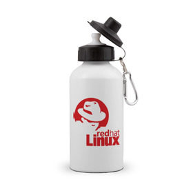 Бутылка спортивная с принтом Linux - Redhart в Екатеринбурге, металл | емкость — 500 мл, в комплекте две пластиковые крышки и карабин для крепления | linux | redhart | админу | дистрибутив | красная шляпа | линукс