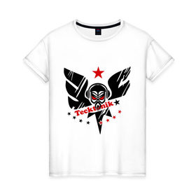 Женская футболка хлопок с принтом Tecktonik-electro в Екатеринбурге, 100% хлопок | прямой крой, круглый вырез горловины, длина до линии бедер, слегка спущенное плечо | 
