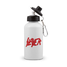 Бутылка спортивная с принтом Slayer в Екатеринбурге, металл | емкость — 500 мл, в комплекте две пластиковые крышки и карабин для крепления | metall | rock | slayer | метал | металл | рок
