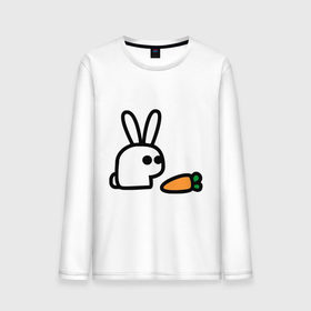 Мужской лонгслив хлопок с принтом Заяц и моркоФка в Екатеринбурге, 100% хлопок |  | Тематика изображения на принте: животные | зайка | зайчишка | зайчонок | заяц | кролик | морковка