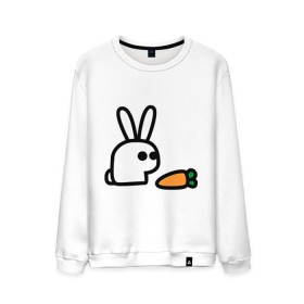 Мужской свитшот хлопок с принтом Заяц и моркоФка в Екатеринбурге, 100% хлопок |  | животные | зайка | зайчишка | зайчонок | заяц | кролик | морковка