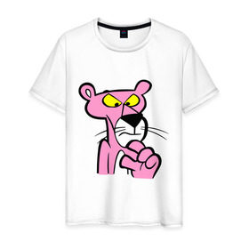 Мужская футболка хлопок с принтом Розовая пантера (3) в Екатеринбурге, 100% хлопок | прямой крой, круглый вырез горловины, длина до линии бедер, слегка спущенное плечо. | pink panther | розовая пантера