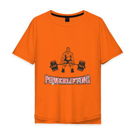 Мужская футболка хлопок Oversize с принтом powerlifting в Екатеринбурге, 100% хлопок | свободный крой, круглый ворот, “спинка” длиннее передней части | powerlifting