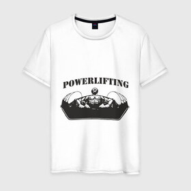 Мужская футболка хлопок с принтом powerlifting5 в Екатеринбурге, 100% хлопок | прямой крой, круглый вырез горловины, длина до линии бедер, слегка спущенное плечо. | 