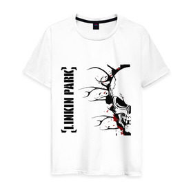 Мужская футболка хлопок с принтом Linkin Park (5) в Екатеринбурге, 100% хлопок | прямой крой, круглый вырез горловины, длина до линии бедер, слегка спущенное плечо. | скелет