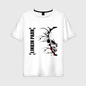 Женская футболка хлопок Oversize с принтом Linkin Park (5) в Екатеринбурге, 100% хлопок | свободный крой, круглый ворот, спущенный рукав, длина до линии бедер
 | скелет