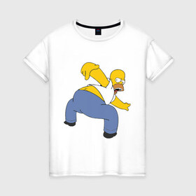Женская футболка хлопок с принтом homer ass в Екатеринбурге, 100% хлопок | прямой крой, круглый вырез горловины, длина до линии бедер, слегка спущенное плечо | гомер
