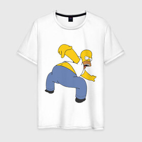 Мужская футболка хлопок с принтом homer ass в Екатеринбурге, 100% хлопок | прямой крой, круглый вырез горловины, длина до линии бедер, слегка спущенное плечо. | гомер