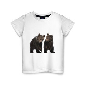 Детская футболка хлопок с принтом Медвежата в Екатеринбурге, 100% хлопок | круглый вырез горловины, полуприлегающий силуэт, длина до линии бедер | медведи | медвежата