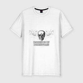 Мужская футболка премиум с принтом DarkSide в Екатеринбурге, 92% хлопок, 8% лайкра | приталенный силуэт, круглый вырез ворота, длина до линии бедра, короткий рукав | dark side | dnb | даксайд | драм н бас | темная сторона | череп
