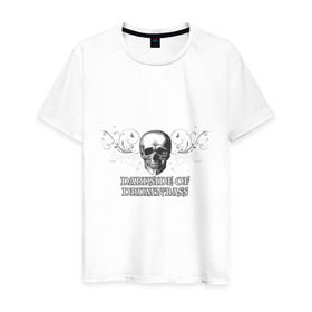 Мужская футболка хлопок с принтом DarkSide в Екатеринбурге, 100% хлопок | прямой крой, круглый вырез горловины, длина до линии бедер, слегка спущенное плечо. | dark side | dnb | даксайд | драм н бас | темная сторона | череп