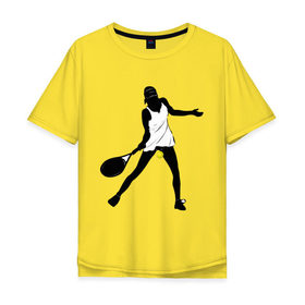 Мужская футболка хлопок Oversize с принтом Теннисистка в Екатеринбурге, 100% хлопок | свободный крой, круглый ворот, “спинка” длиннее передней части | tennis | ракетка | тенис | теннис | теннисистка | теннисный корт