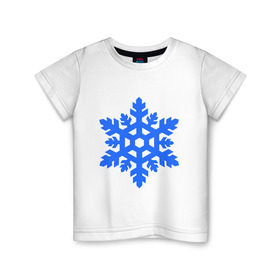 Детская футболка хлопок с принтом Cнежинка в Екатеринбурге, 100% хлопок | круглый вырез горловины, полуприлегающий силуэт, длина до линии бедер | new year | для зимы | нг | новогодний | новый год | снег | снежинка