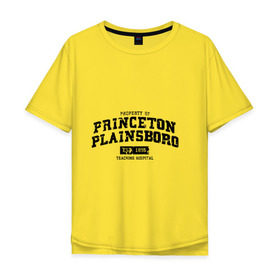 Мужская футболка хлопок Oversize с принтом Princeton Plainsboro в Екатеринбурге, 100% хлопок | свободный крой, круглый ворот, “спинка” длиннее передней части | everybody lies | haus | house | plainsboro | princeton | все лгут | доктор | хауз | хаус | хью лори