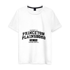 Мужская футболка хлопок с принтом Princeton Plainsboro в Екатеринбурге, 100% хлопок | прямой крой, круглый вырез горловины, длина до линии бедер, слегка спущенное плечо. | everybody lies | haus | house | plainsboro | princeton | все лгут | доктор | хауз | хаус | хью лори