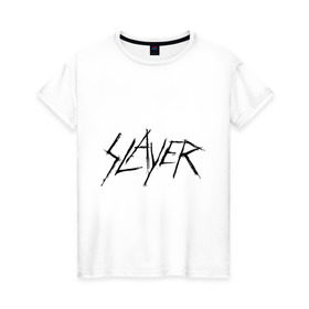 Женская футболка хлопок с принтом Slayer (2) в Екатеринбурге, 100% хлопок | прямой крой, круглый вырез горловины, длина до линии бедер, слегка спущенное плечо | alternative rock | pank | punk | rock | альтернативный рок | метал | панк | рок | тяжелая музыка | хард рок | хеви метал
