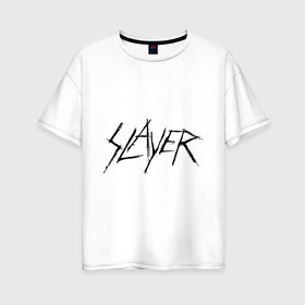 Женская футболка хлопок Oversize с принтом Slayer (2) в Екатеринбурге, 100% хлопок | свободный крой, круглый ворот, спущенный рукав, длина до линии бедер
 | alternative rock | pank | punk | rock | альтернативный рок | метал | панк | рок | тяжелая музыка | хард рок | хеви метал