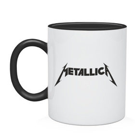 Кружка двухцветная с принтом Metallica в Екатеринбурге, керамика | объем — 330 мл, диаметр — 80 мм. Цветная ручка и кайма сверху, в некоторых цветах — вся внутренняя часть | металлика