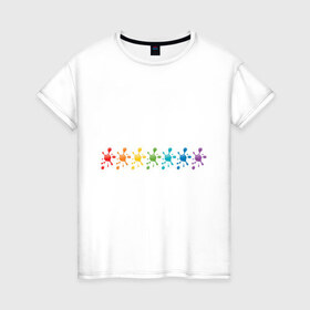 Женская футболка хлопок с принтом Палитра в Екатеринбурге, 100% хлопок | прямой крой, круглый вырез горловины, длина до линии бедер, слегка спущенное плечо | colors | краски | палитра | радуга | цвета
