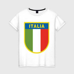Женская футболка хлопок с принтом Italy в Екатеринбурге, 100% хлопок | прямой крой, круглый вырез горловины, длина до линии бедер, слегка спущенное плечо | итальянский фк | футбол италии | футбольный клуб италии