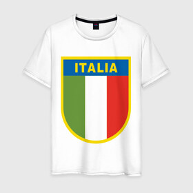 Мужская футболка хлопок с принтом Italy в Екатеринбурге, 100% хлопок | прямой крой, круглый вырез горловины, длина до линии бедер, слегка спущенное плечо. | итальянский фк | футбол италии | футбольный клуб италии