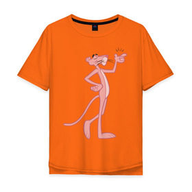 Мужская футболка хлопок Oversize с принтом PinkPanther в Екатеринбурге, 100% хлопок | свободный крой, круглый ворот, “спинка” длиннее передней части | pink panther | розовая пантера