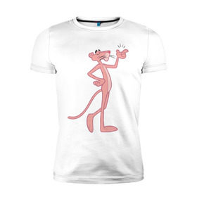 Мужская футболка премиум с принтом PinkPanther в Екатеринбурге, 92% хлопок, 8% лайкра | приталенный силуэт, круглый вырез ворота, длина до линии бедра, короткий рукав | Тематика изображения на принте: pink panther | розовая пантера