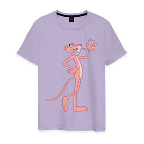 Мужская футболка хлопок с принтом PinkPanther в Екатеринбурге, 100% хлопок | прямой крой, круглый вырез горловины, длина до линии бедер, слегка спущенное плечо. | Тематика изображения на принте: pink panther | розовая пантера