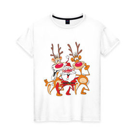 Женская футболка хлопок с принтом Дед Мороз (8) в Екатеринбурге, 100% хлопок | прямой крой, круглый вырез горловины, длина до линии бедер, слегка спущенное плечо | 2012 | new year | дед мороз | мороз | нг | новый 2012 | новый год | олень | санта | санта клаус